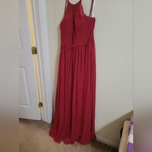 Burgundy floor length gown, Size: 39 in bust, 32.5 in waist, and 42.5 hips